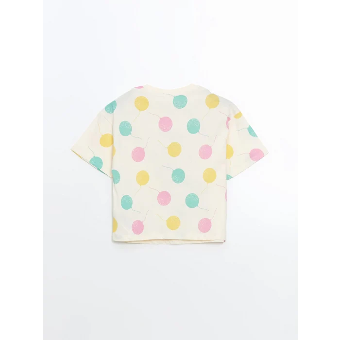 LCW Kids EKRU Bisiklet Yaka Kız Çocuk Şortlu Pijama Takımı