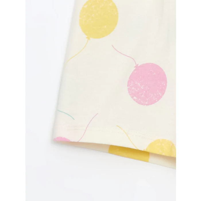 LCW Kids EKRU Bisiklet Yaka Kız Çocuk Şortlu Pijama Takımı