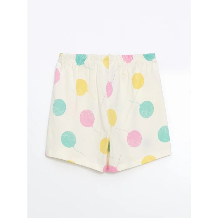 LCW Kids EKRU Bisiklet Yaka Kız Çocuk Şortlu Pijama Takımı