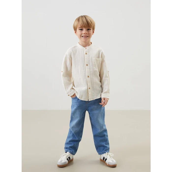 LCW Kids BEJ Hakim Yaka Basic Erkek Çocuk Gömlek