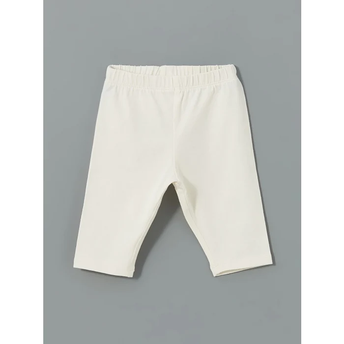 LCW baby BEJ Nakışlı Fırfırlı Kız Bebek Tişört ve Tayt 2li