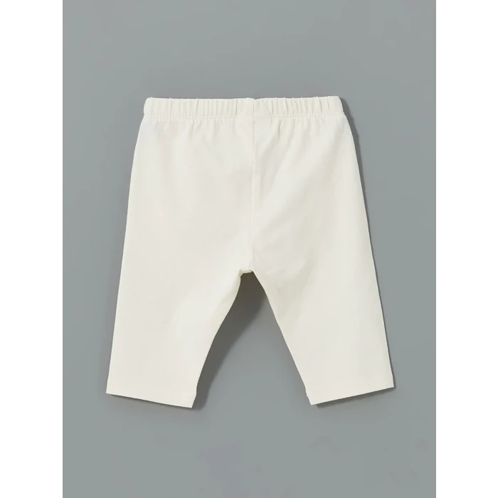 LCW baby BEJ Nakışlı Fırfırlı Kız Bebek Tişört ve Tayt 2li