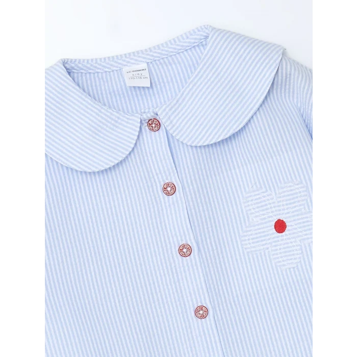 LCW Kids MAVİ Bebe Yaka Çizgili Kız Çocuk Gömlek