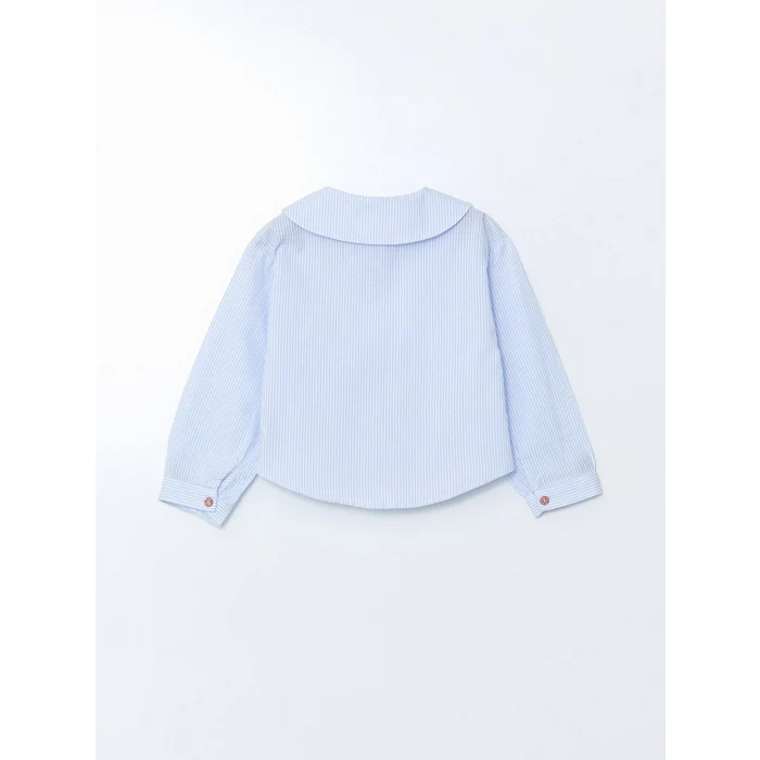 LCW Kids MAVİ Bebe Yaka Çizgili Kız Çocuk Gömlek