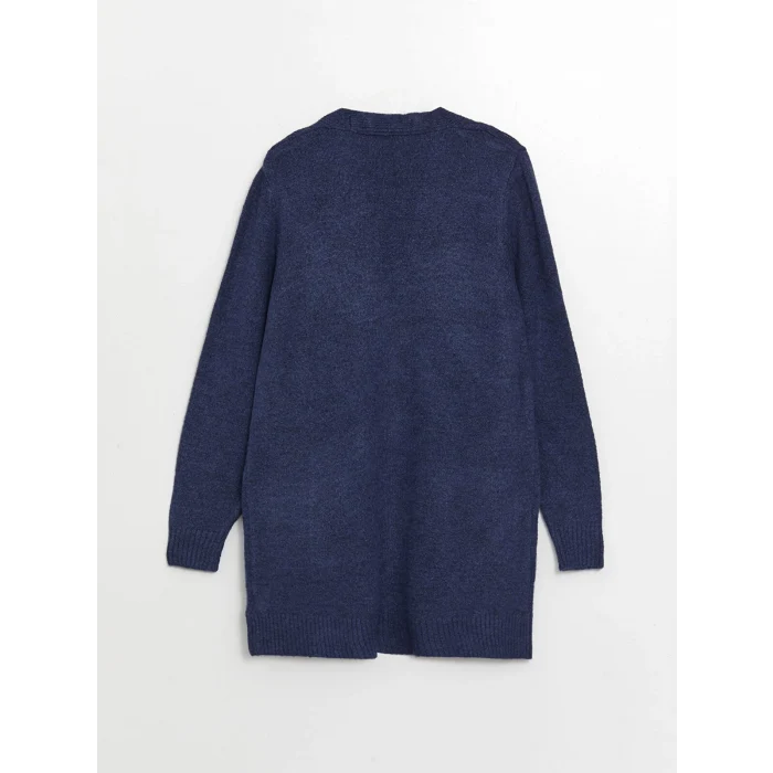 LCWAIKIKI Basic İNDİGO Şal Yaka Düz Uzun Kollu Kadın Triko Hırka