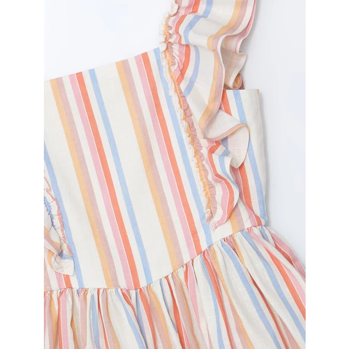 LCW Kids EKRU Kare Yaka Kız Çocuk Elbise