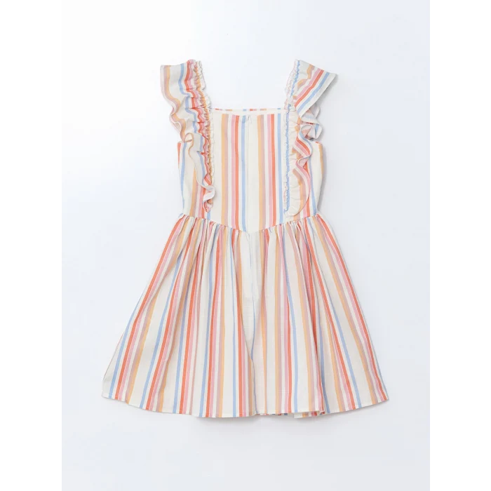 LCW Kids EKRU Kare Yaka Kız Çocuk Elbise