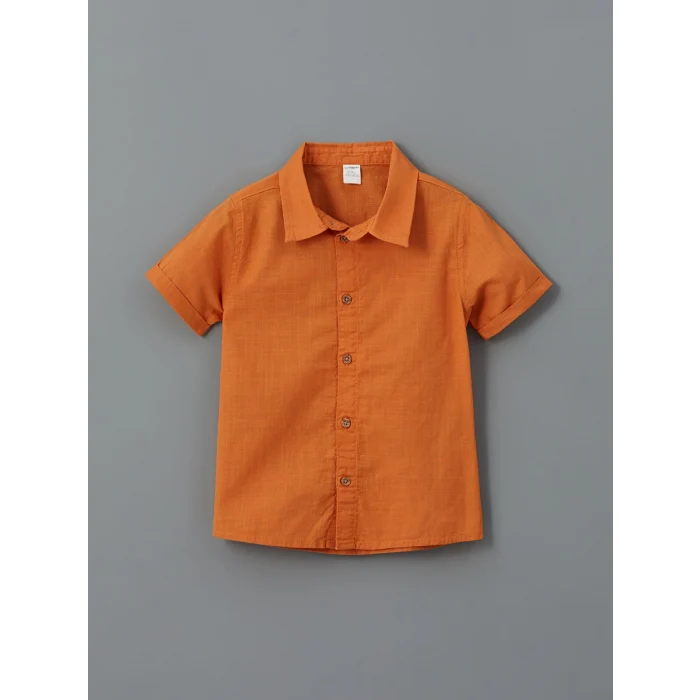 LCW Kids TURUNCU Kısa Kollu Basic Erkek Bebek Gömlek ve Şort 2li Takım