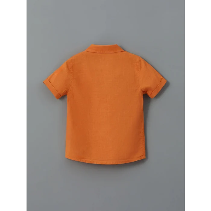 LCW Kids TURUNCU Kısa Kollu Basic Erkek Bebek Gömlek ve Şort 2li Takım