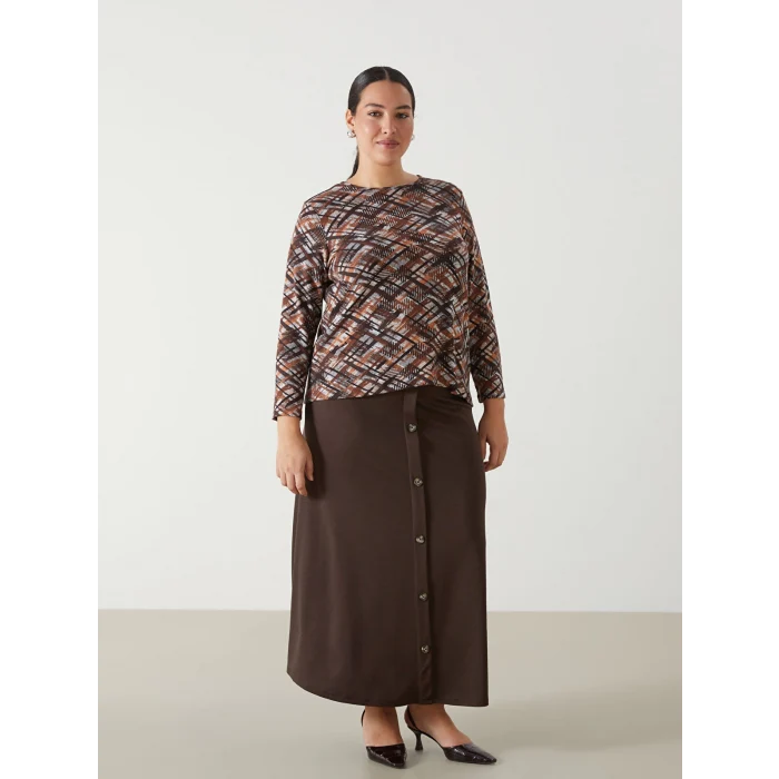 LCW Grace KAHVERENGİ Beli Lastikli Kadın Etek