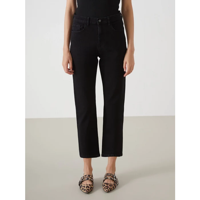 LCW Jeans SİYAH Straight Fit Kadın Jean Pantolon