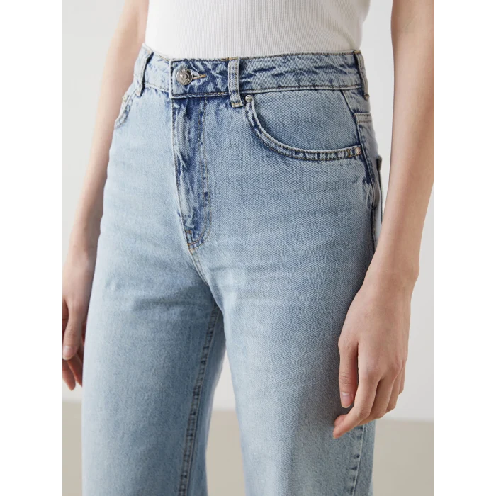 XSIDE MAVİ Yüksek Bel Wideleg Kadın Jean Pantolon