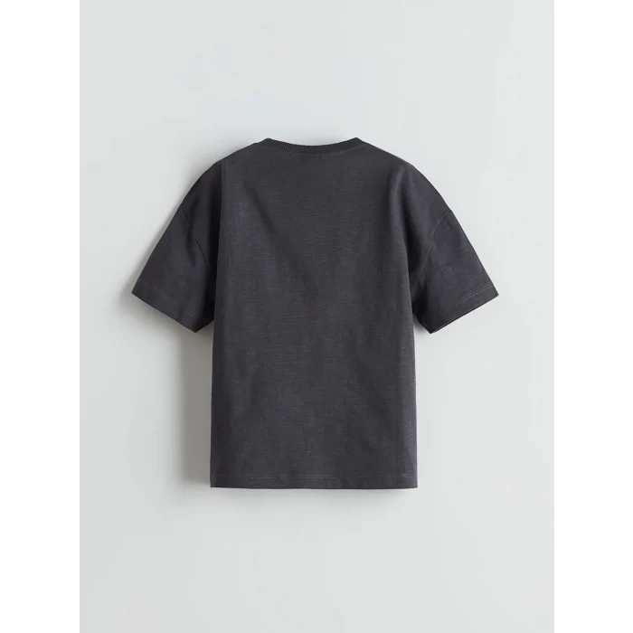 LCW Kids ANTRASİT Bisiklet Yaka Baskılı Erkek Çocuk Tişört ve Şort 2li