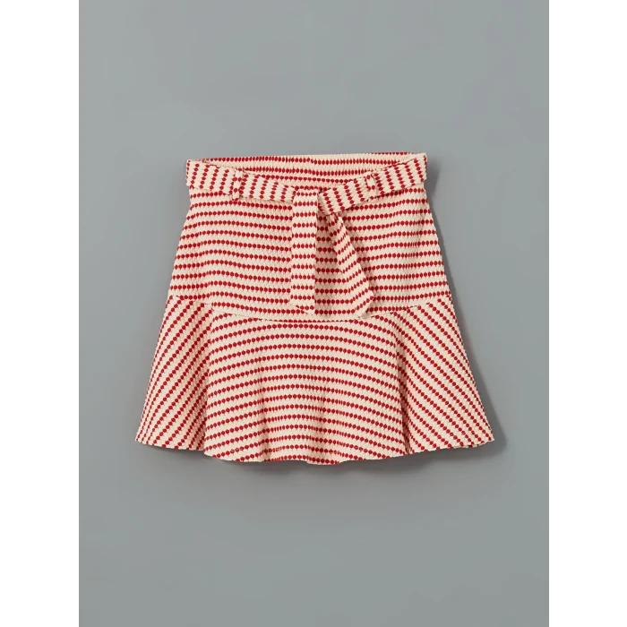 LCW Kids EKRU Kiraz Desenli Kız Çocuk Tişört ve Etek 2li Takım