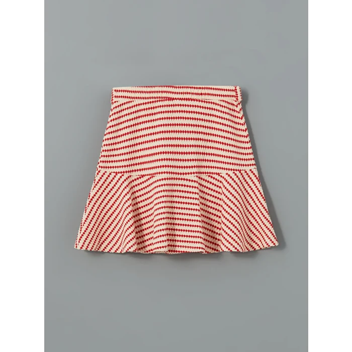 LCW Kids EKRU Kiraz Desenli Kız Çocuk Tişört ve Etek 2li Takım