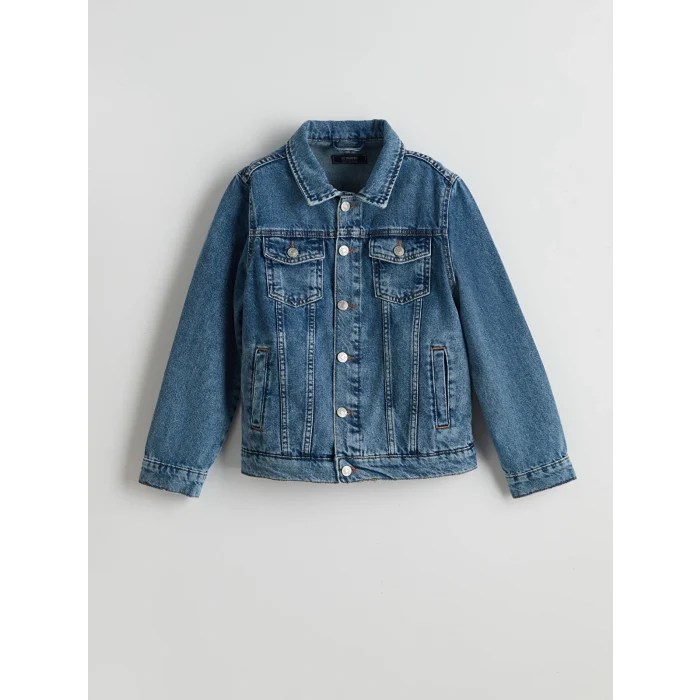 LCW Kids İNDİGO Gömlek Yaka Erkek Çocuk Jean Ceket