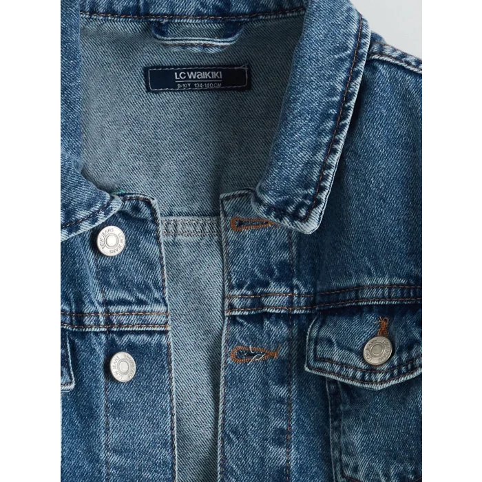 LCW Kids İNDİGO Gömlek Yaka Erkek Çocuk Jean Ceket