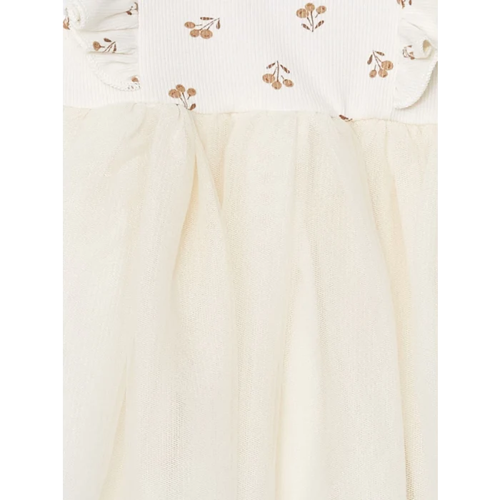 LCW baby BEJ Basic Dantel Tüllü Kız Bebek Elbise