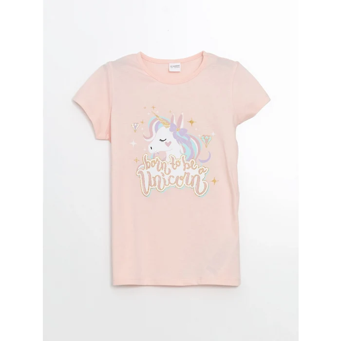 LCW Kids PEMBE Bisiklet Yaka Kız Çocuk Pijama Takım