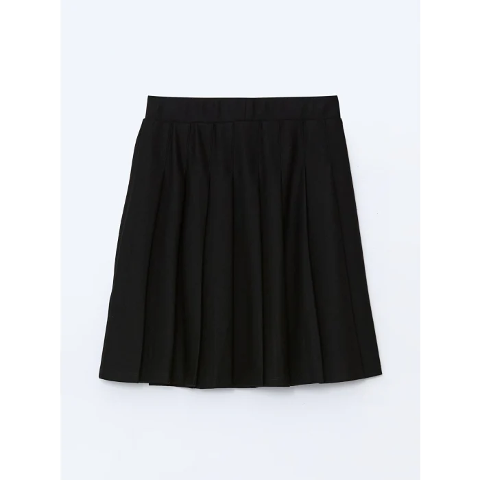 LCW Kids SİYAH Beli Lastikli Fiyonk Detaylı Kız Çocuk Pileli Etek