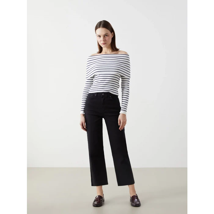 XSIDE SİYAH Yüksek Bel Wideleg Kadın Jean Pantolon