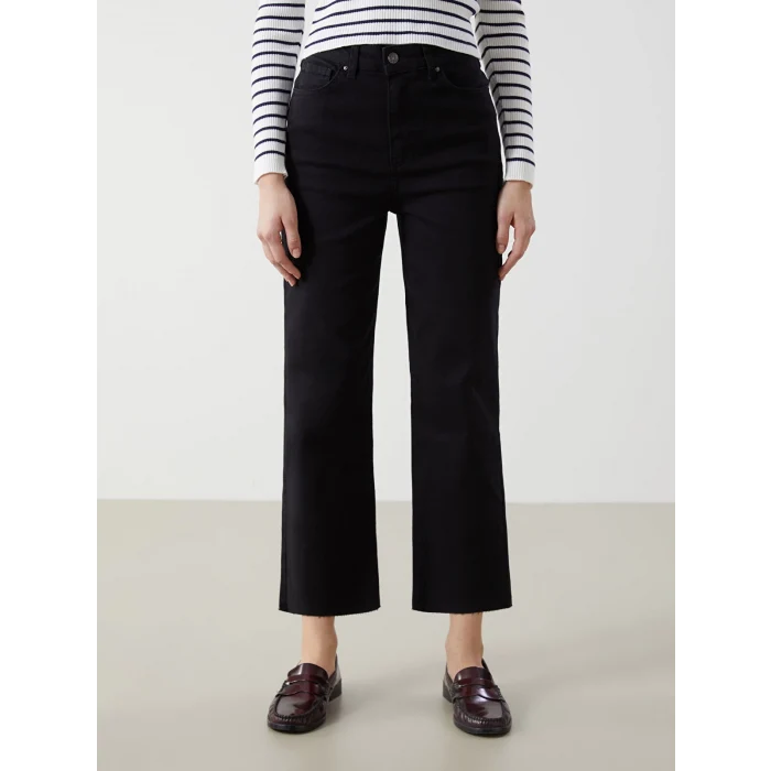 XSIDE SİYAH Yüksek Bel Wideleg Kadın Jean Pantolon