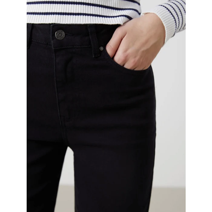 XSIDE SİYAH Yüksek Bel Wideleg Kadın Jean Pantolon