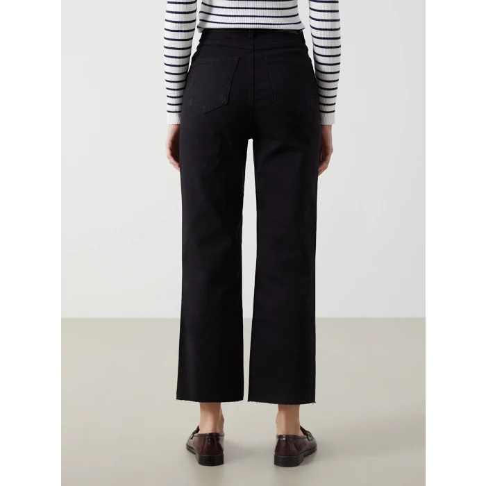 XSIDE SİYAH Yüksek Bel Wideleg Kadın Jean Pantolon
