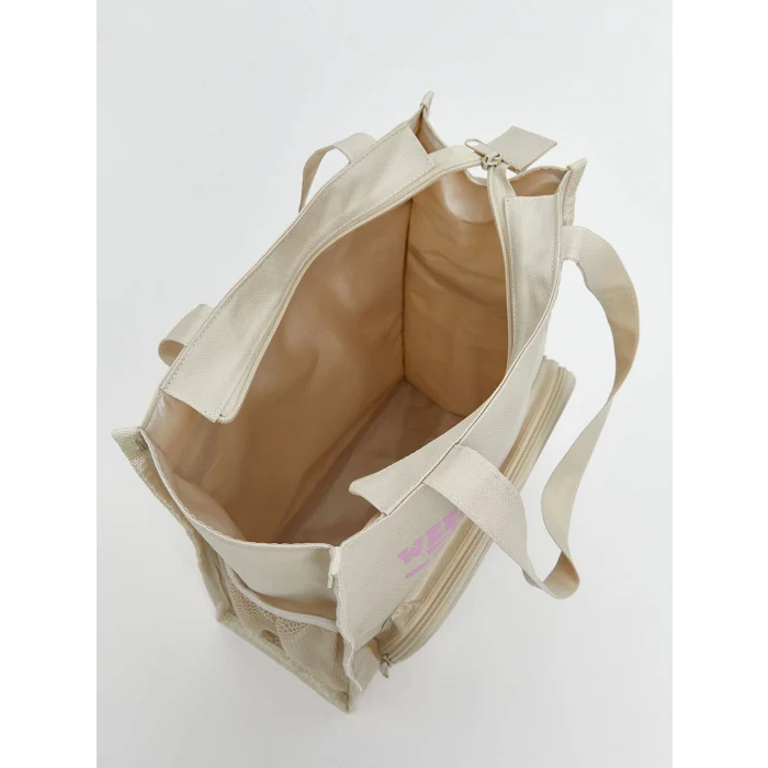 LCW ACCESSORIES EKRU Baskılı Kız Çocuk Omuz Çantası