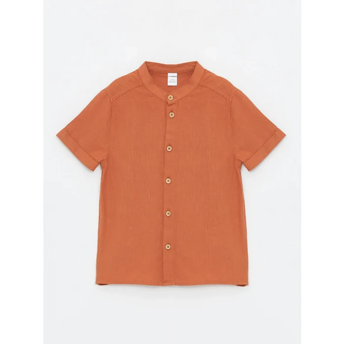 LCW Kids TURUNCU Hakim Yaka Kısa Kollu Erkek Bebek Gömlek ve Şort 2li Takım