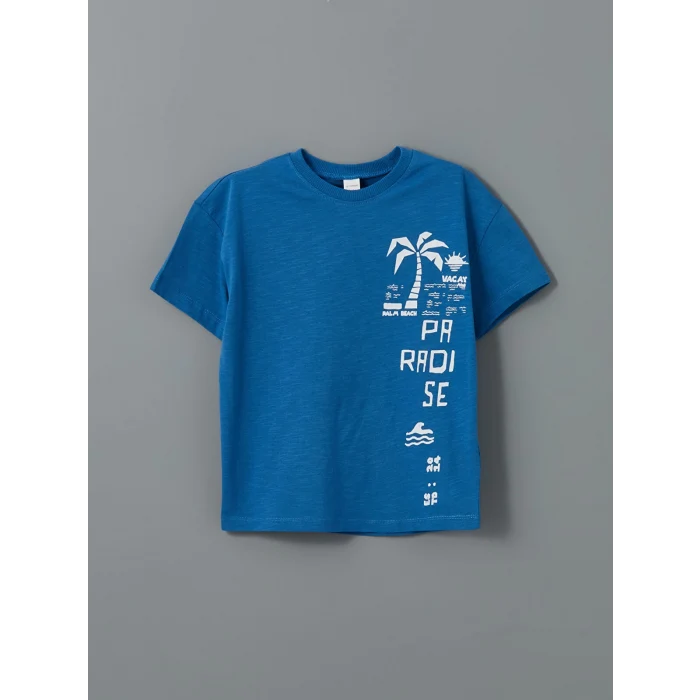 LCW Kids MAVİ Baskılı Erkek Çocuk Tişört ve Pantolon 2li