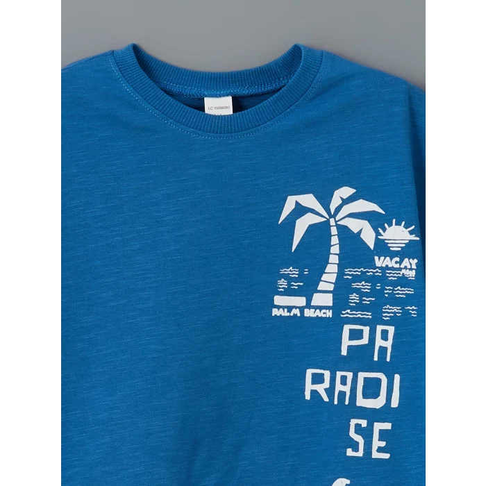 LCW Kids MAVİ Baskılı Erkek Çocuk Tişört ve Pantolon 2li