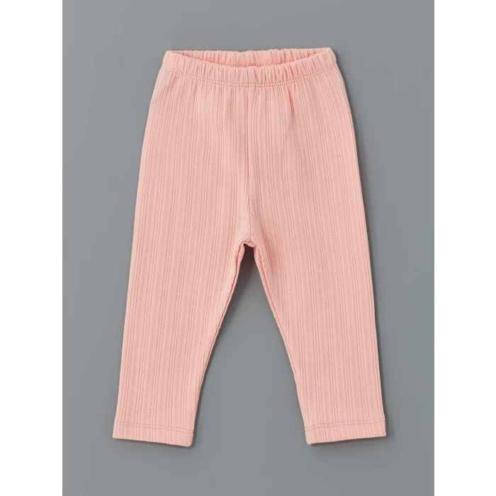 LCW baby EKRU Bisiklet Yaka Çiçekli Kız Bebek Bluz ve Tayt 2li