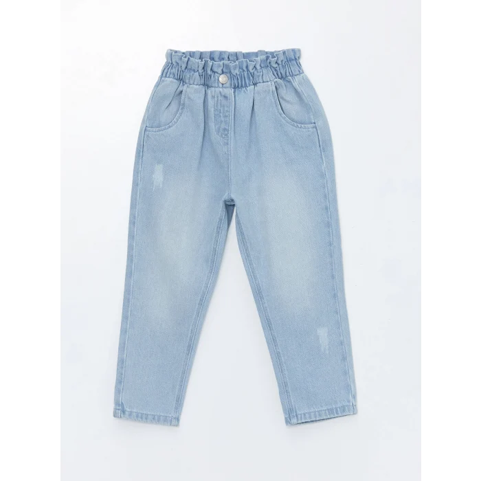 LC WAIKIKI MAVİ Beli Lastikli Basic Kız Bebek Jean Pantolon