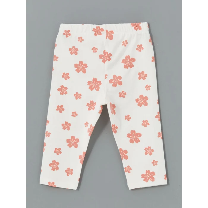 LCW Kids MERCAN Beli Lastikli Çiçekli Kız Çocuk Tayt 2li
