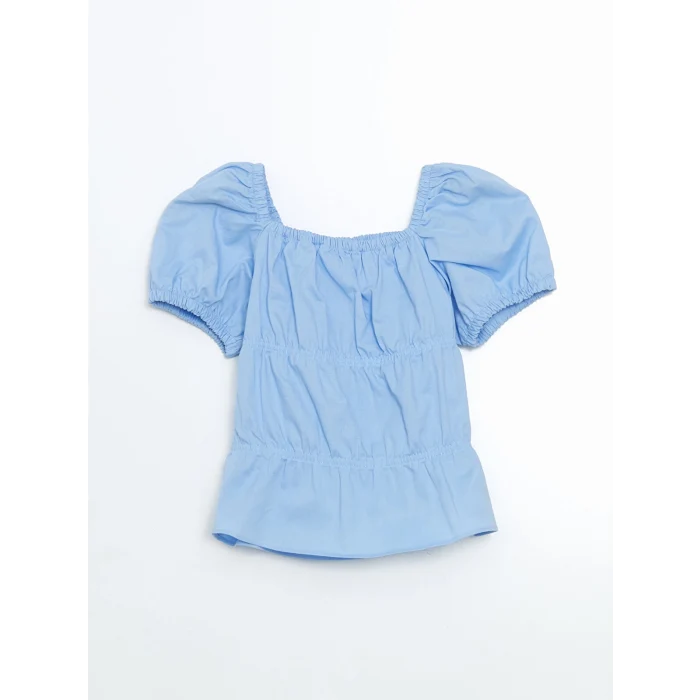 LCW Kids MAVİ Keten Karışımlı Kız Çocuk Bluz ve Şort