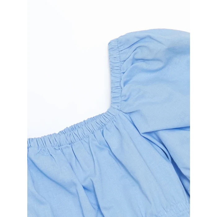 LCW Kids MAVİ Keten Karışımlı Kız Çocuk Bluz ve Şort