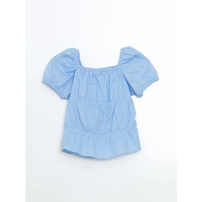 LCW Kids MAVİ Keten Karışımlı Kız Çocuk Bluz ve Şort