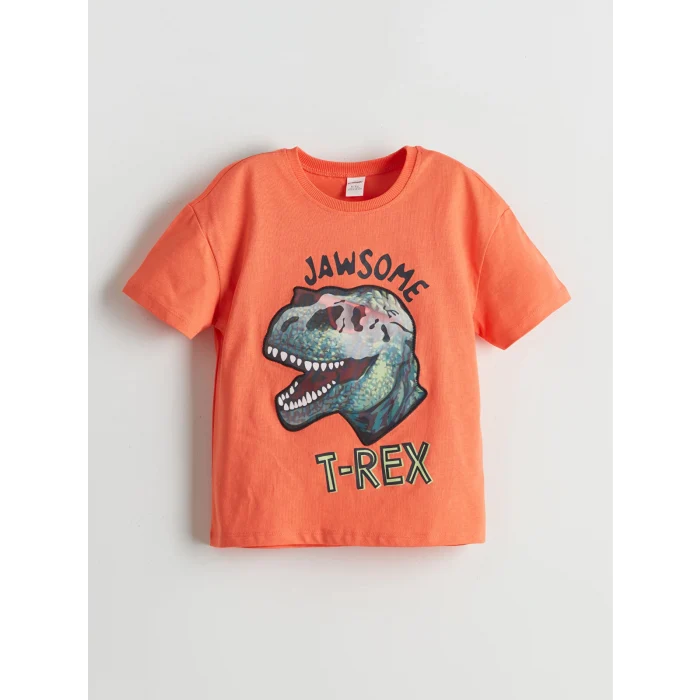 LCW Kids MERCAN Dinazor Baskılı Erkek Çocuk Tişört ve Şort 2li