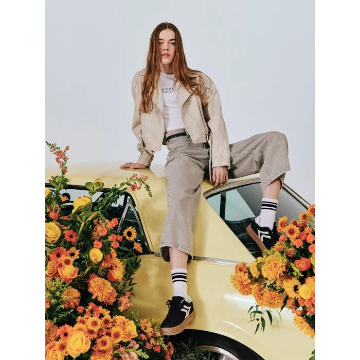 XSIDE GRİ Beli Kemerli Wideleg Kadın Jean Pantolon