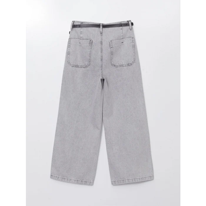 XSIDE GRİ Beli Kemerli Wideleg Kadın Jean Pantolon