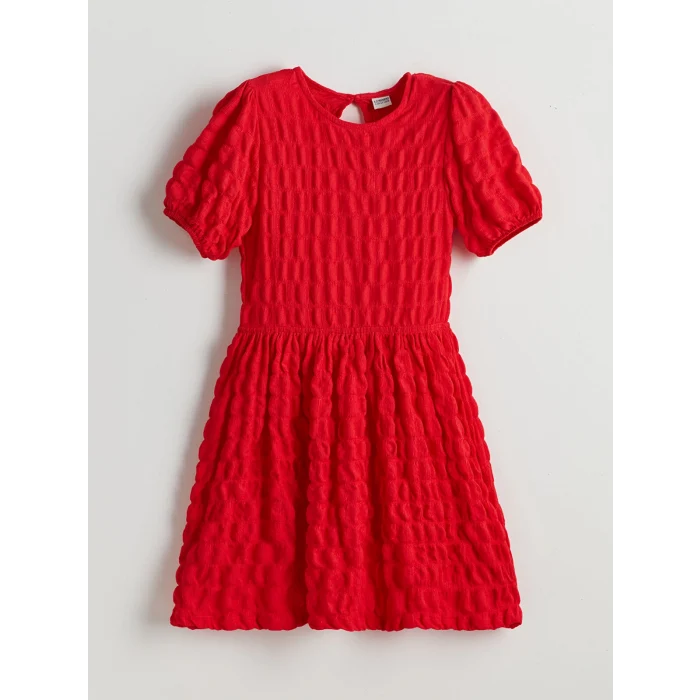 LCW Kids KIRMIZI Bisiklet Yaka Kız Çocuk Elbise