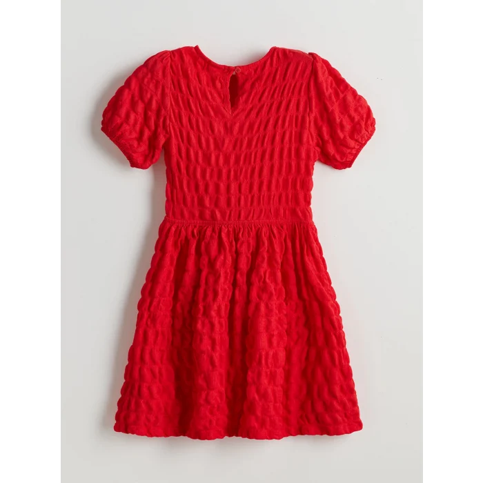 LCW Kids KIRMIZI Bisiklet Yaka Kız Çocuk Elbise