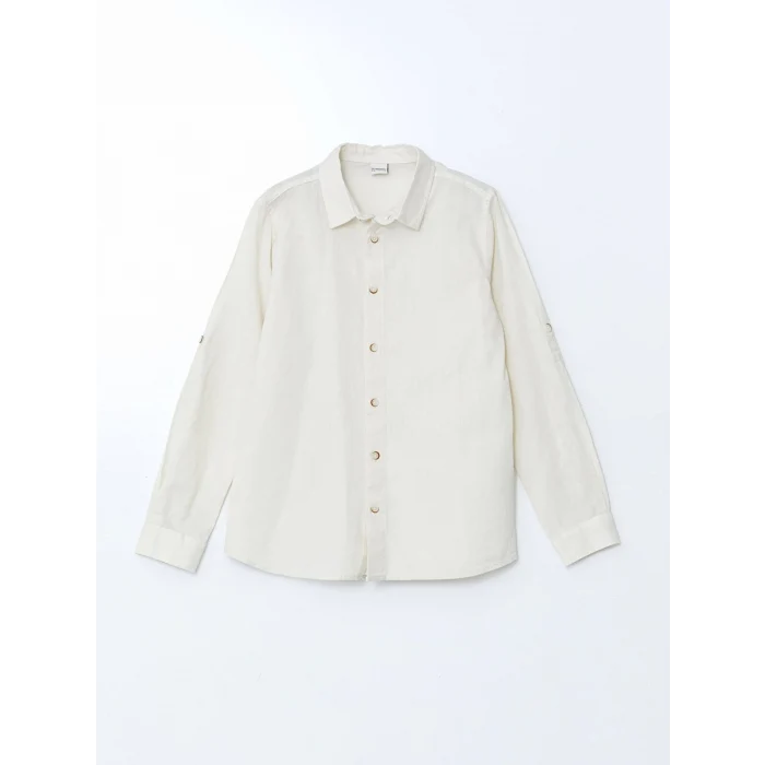 LCW Kids BEJ Keten Karışımlı Erkek Çocuk Gömlek