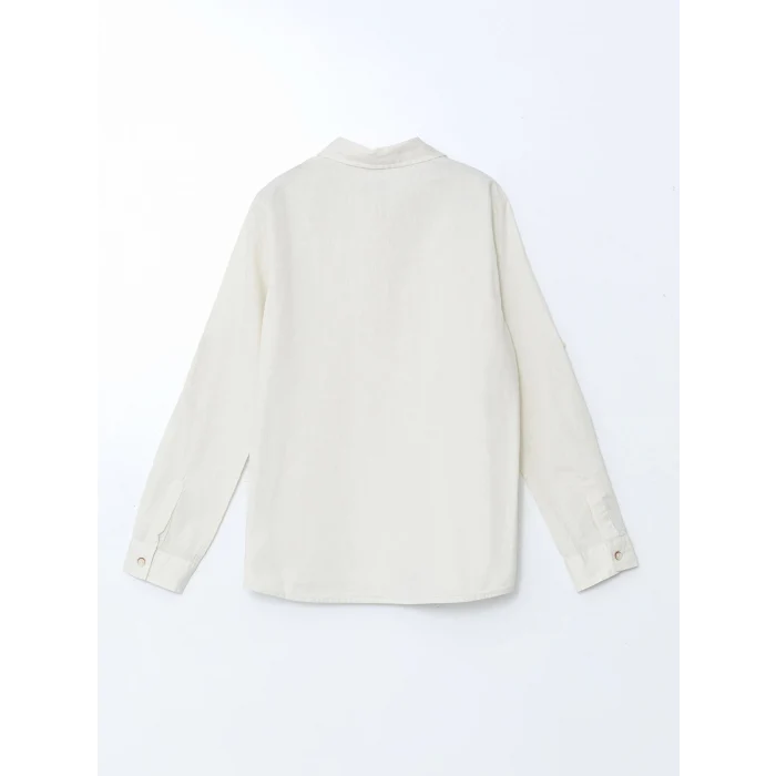 LCW Kids BEJ Keten Karışımlı Erkek Çocuk Gömlek