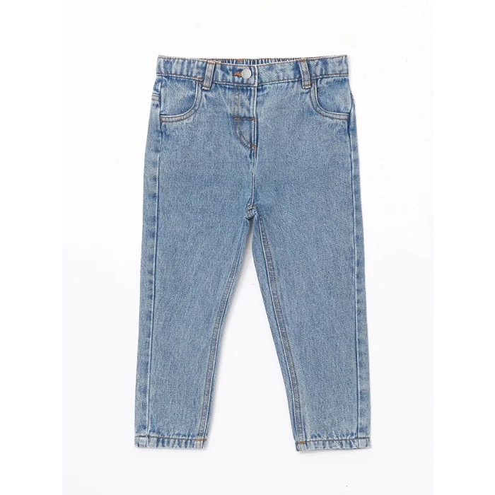 LCW baby MAVİ Beli Lastikli Basic Kız Çocuk Jean Pantolon