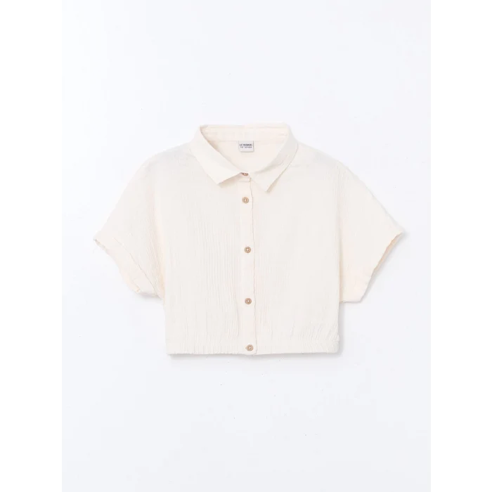 LCW Kids EKRU Dokulu Kız Çocuk Crop Gömlek
