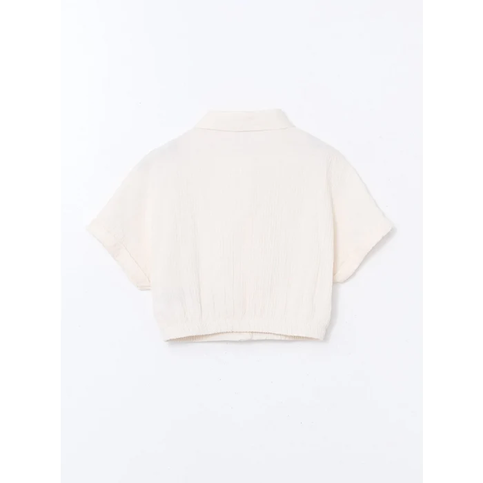 LCW Kids EKRU Dokulu Kız Çocuk Crop Gömlek