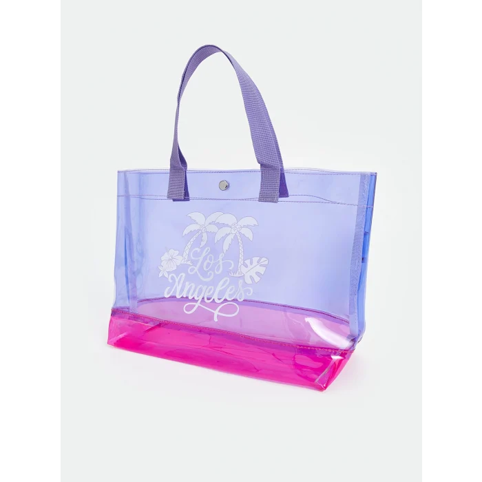 LCW ACCESSORIES LİLA Baskılı Kız Çocuk Plaj Çantası
