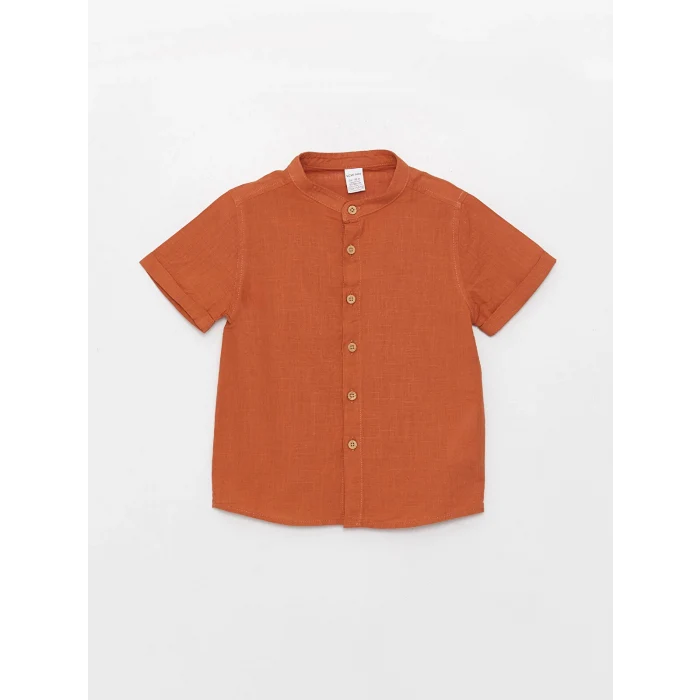 LCW baby TURUNCU Hakim Yaka Kısa Kollu Erkek Bebek Gömlek ve Şort 2li Takım